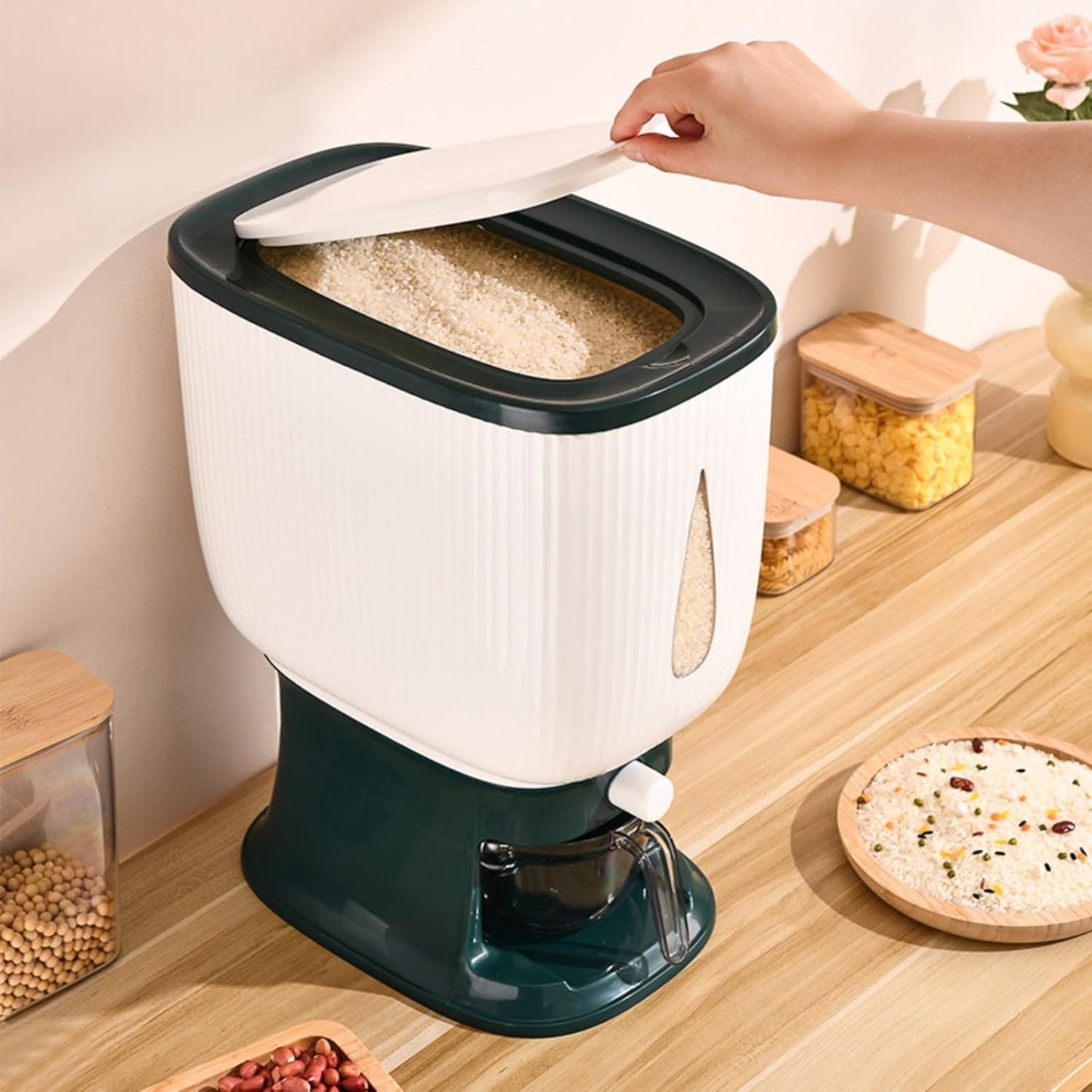 Automatic Rice & Grain Dispenser with Measuring Cup