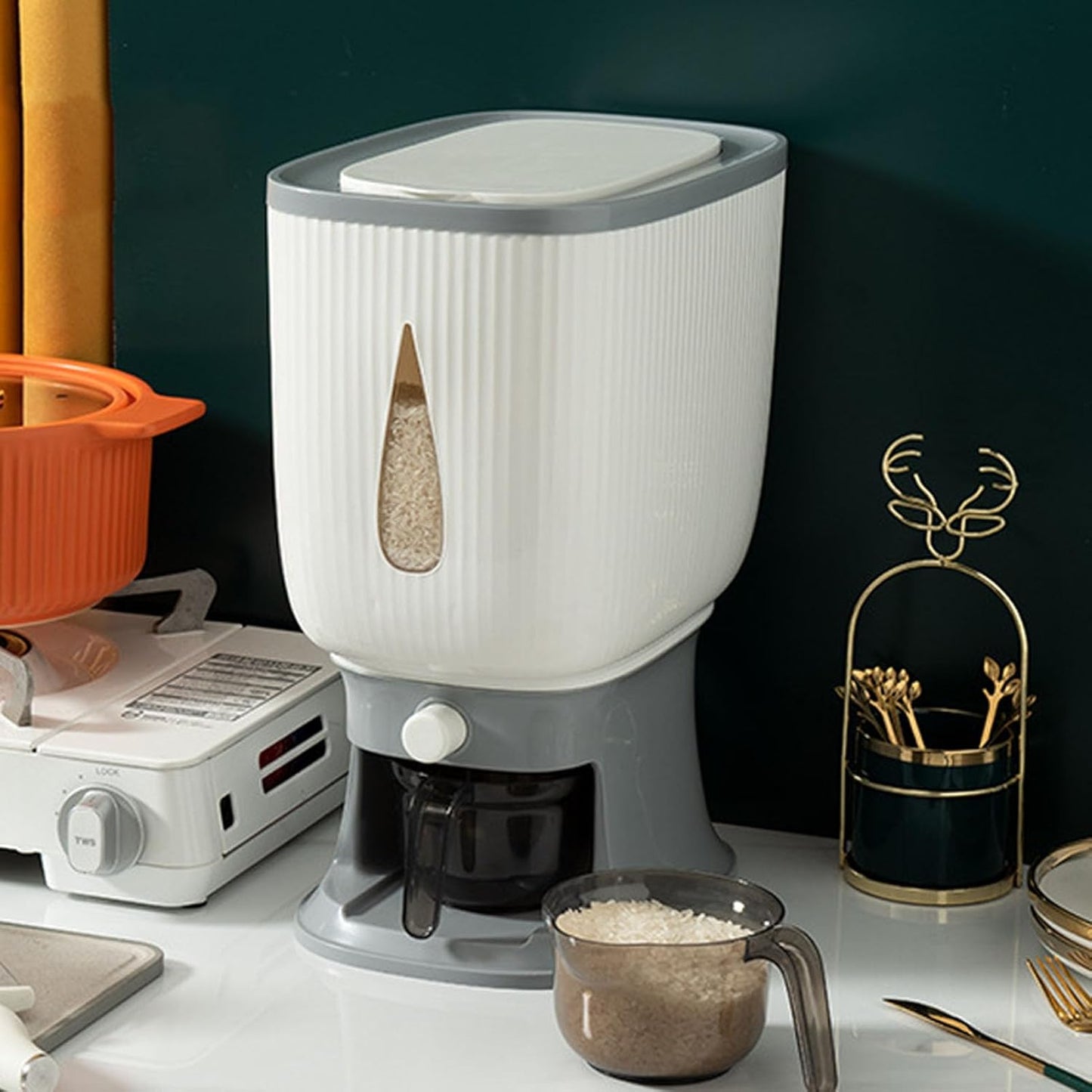 Automatic Rice & Grain Dispenser with Measuring Cup