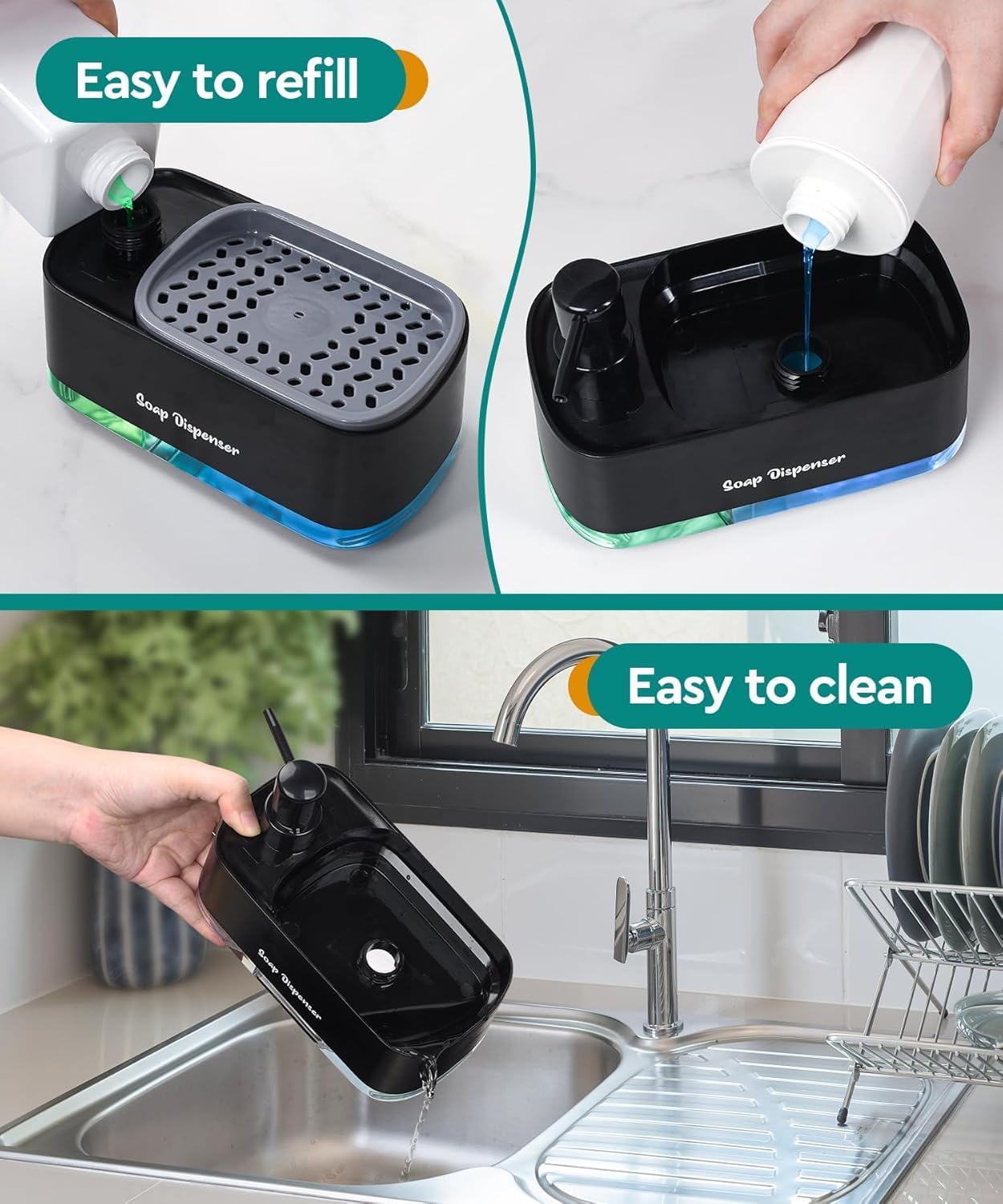 Countertop 3-in-1 Hand and Dish Soap Dispenser