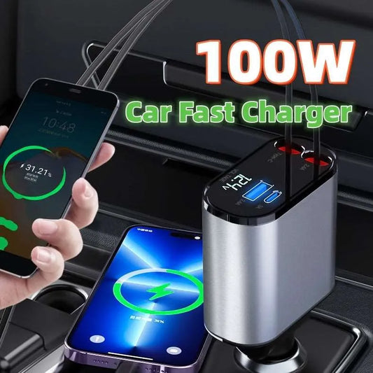 4-in-1 Retractable Fast Car Charger